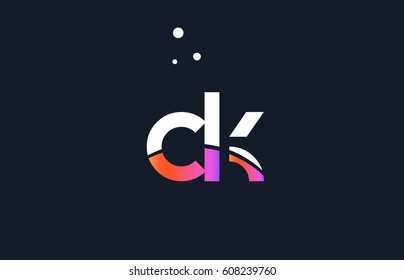 ck c k  pink modern creative purple alphabet white blue gradient company letter logo design vector icon template