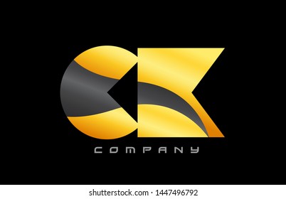 CK C K yellow black alphabet combination letter logo design suitable for a company or business