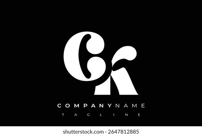 CK Creative Abstract Typography Logo Design. Elegant logo combining bold typography and creative shapes, ideal for branding and identity solutions.