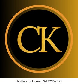 CK Goldener Buchstabe Icon Embalm im goldenen Kreis