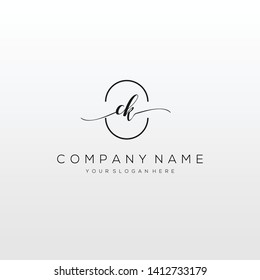 CK handwriting initial logo template vector.