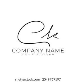 ck handwritten signature monogram letter logo design template for personal branding or business