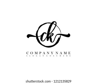 CK initial handwriting logo circle template vector