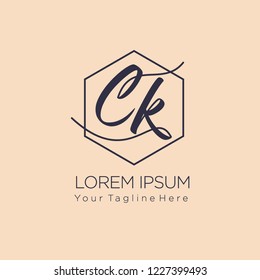 Ck Initial Handwriting Logo On Hexagon Stock Vector (Royalty Free ...