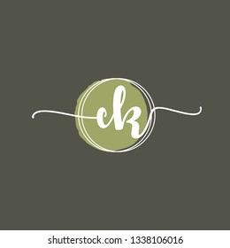 CK  Initial Handwriting logo template vector
