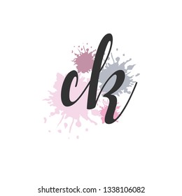 CK  Initial Handwriting logo template vector