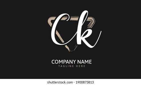 Ck Initial handwriting logo vector