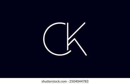 CK initial letter logo design. CK logo design vector in black background.
