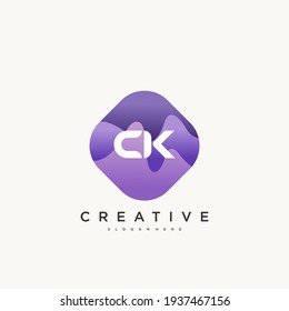 CK Elementos de la plantilla de diseño de iconos con el logotipo de la carta inicial con el color de las ondas.
