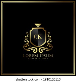 CK Initial Letter Luxury Logo template in vector art for Restaurant, Royalty, Boutique, Cafe, Hotel, Heraldic, Jewelry, Fashion and other vector illustration.