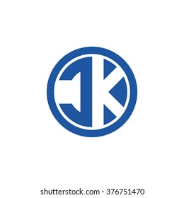 CK initial letters circle business logo blue