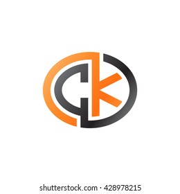 CK initial letters looping linked ellipse logo orange black