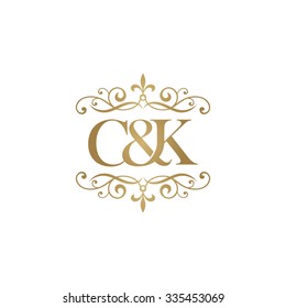 C&K Initial logo. Ornament ampersand monogram golden logo
