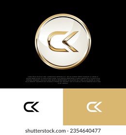 CK Initial Modern Luxury Emblem Logo Template for Business