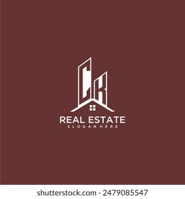 CK monograma inicial de construcción y logotipo de techo para bienes raíces