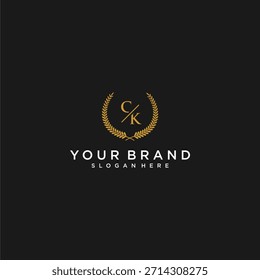CK initial monogram letter for your brand logo with leaf image design