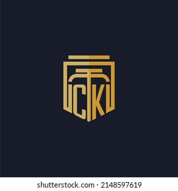 CK initial monogram logo elegant with shield style design for wall mural lawfirm gaming