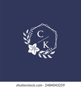 CK initial monogram wedding with creative polygon design