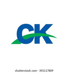 CK initial overlapping swoosh letter logo blue green