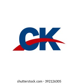 CK initial overlapping swoosh letter logo blue red