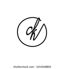 CK initial signature logo. handwriting logo template vector,