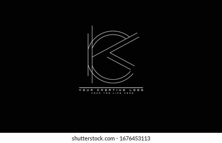CK KC abstract vector logo monogram template