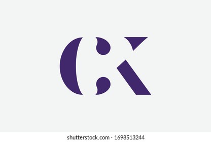 Diseño del logotipo inicial de la letra CK o KC y C o K, plantilla de vectores