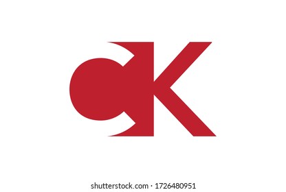 CK or KC Letter Initial Logo Design, Vector Template