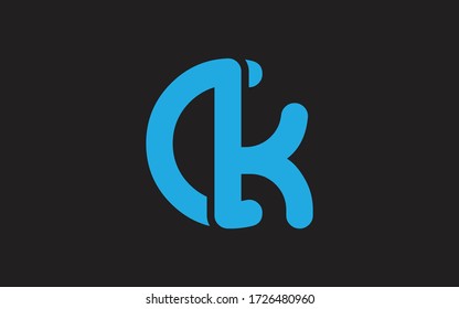 CK oder KC Letter Initial Logo Design, Vector Template