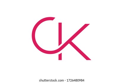 Diseño inicial del logotipo de la letra CK o KC, plantilla de vectores