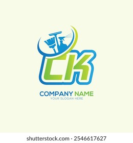 Logotipo del Vector de limpieza local de letras CK o KC. Vector del logotipo del servicio de limpieza