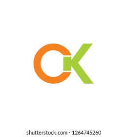 ck, kc, ok, ko letter logo design template vector