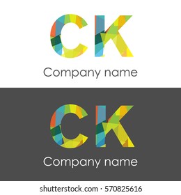CK letter abstract mosaic shape icon colorful