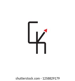 CK letter with Arrow logo design