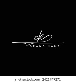 CK letter beauty handwriting vector logo. 
