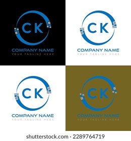 Diseño creativo del logo de la carta CK. Diseño único de CK.

