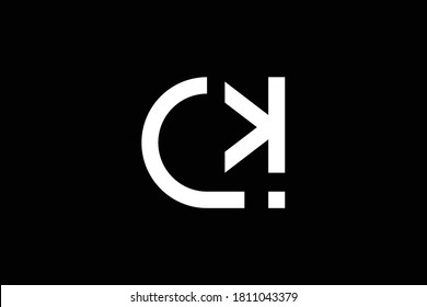 CK letter logo design on luxury background. KC monogram initials letter logo concept. CK icon design. KC elegant and Professional white color letter icon design on black background. CK KC C K