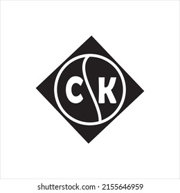 Diseño del logotipo de la letra CK sobre fondo blanco. Concepto del logo de la carta de las iniciales creativas de CK. Diseño de letras CK.
