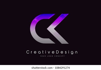 CK Letter Logo Design in Purple Texture Colors. Creative Modern Letters Vector Icon Logo Illustration.