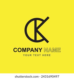 Diseño de logotipo de letras CK vector .Company Diseño de logotipo negro y amarillo.
