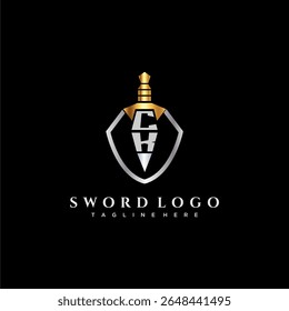 Monograma de luxo carta CK para imagem estilo escudo e espada