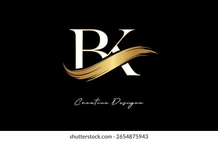 Logotipo del monograma de la letra de CK – marca elegante de la letra del trazo del cepillo del oro para la marca de lujo, moda, diseño de la identidad de Premium de la boutique

