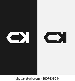 ck letter with simple logo vector arrow combination design