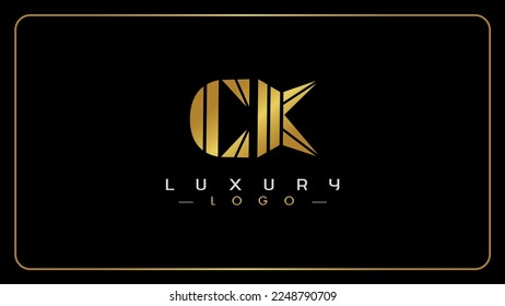 CK letters luxury vector logo design, Golden color abstract initial letters monogram icon.