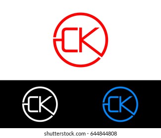 Ck Logo. Letter Design Vector with Red and Black Gold Silver Colors

