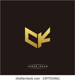 CK Logo Letter Initial Logo Designs Templete with Gold and Black Background
