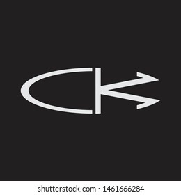 CK Logo letter oval monogram design template with black and white colors