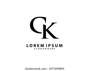 CK logo letter, premium logo CK in black and white. vector 
