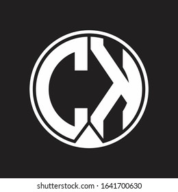 CK Logo monogram circle with piece ribbon style on black background
