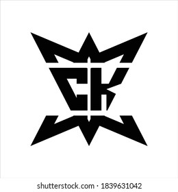 CK Logo monogram with crown up down side design template on white background